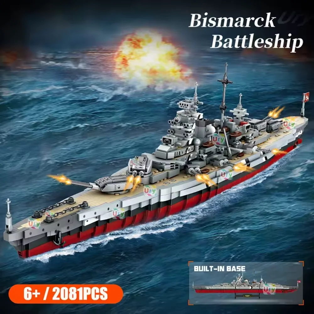 

﻿ Bismarck Submarine Battleship Building Blocks Model Warship Modular Building Block Assembly Model Kit Toy Adults Gifts 2081PCS