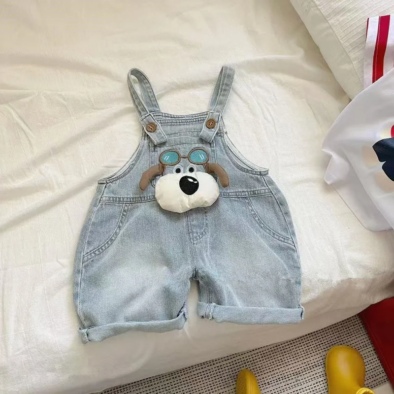 Baby Denim Overalls Shorts Kinderkleding Zomer Nieuwe Koreaanse versie Jongen en meisje Cartoon Puppy Casual Shorts