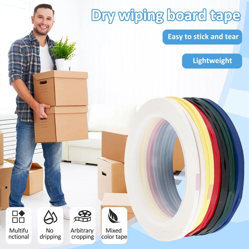 12 Rolls 1/8Inch Whiteboard Tape, Pinstripe Tape Dry Erase Board Tape Adhesive Graphic Grid Marking Tape,216 Ft Per Roll-SPMI
