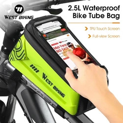 WEST BIKING 2.5L Bicycle Bag Waterproof Front Top Tube Frame Cycling Bag Touchscreen 7 inch Phone Case MTB Road Bike Accessories