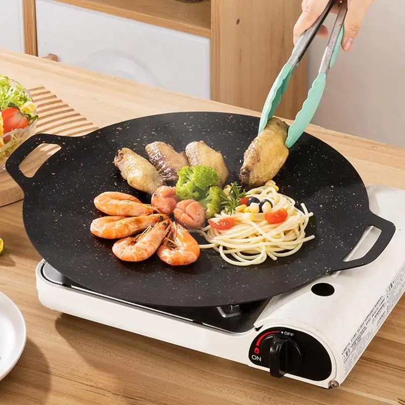 

Outdoor Camping Grill Plate Korean Barbecue Grill Pan BBQ Meat Pot Plates Medical Stone Frying Plate Non-stick Bakeware Tray