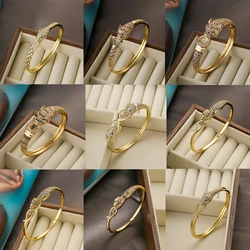 Light luxury leopard head Man bangle 18K gold electroplated copper micro-inlaid zircon bracelets Luxury Jewelry Accessories