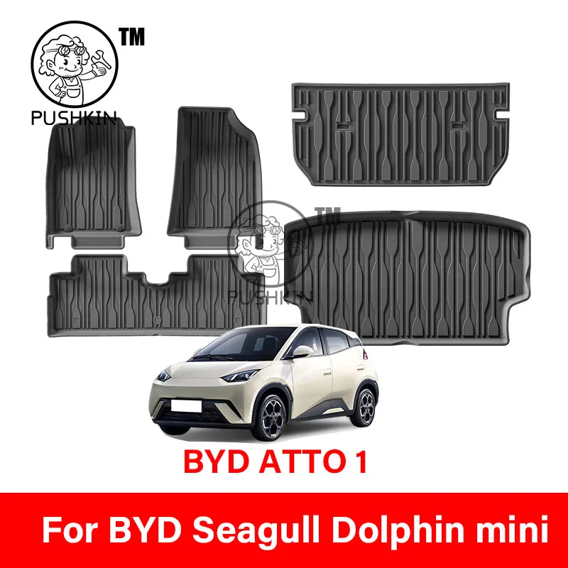 Floor Mats Custom Fit For BYD Seagull Dolphin mini ATTO 1 2025 All Weather Anti-Slip TPE Cargo Liner Cargo Trunk mat Accessories