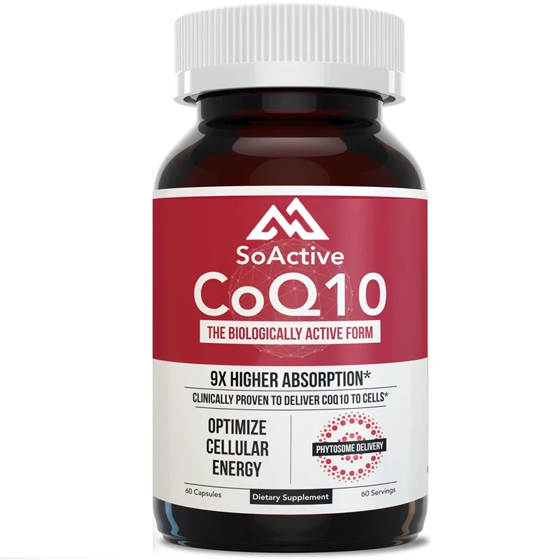 SoActive CoQ10 250มก.: ตัวถังพืช Coenzyme Q10, อัตราการดูดซึมสูงสุด 9 เท่า - รองรับการผลิตพลังงานเซลลูลาร์ (60 แคปซูล)