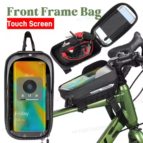 Bicycle Front Frame Bag Bicycle Waterproof Phone Case Holder 7 Inches Touch Screen Bag MTB Road Bike Bag Top Frame Tube Bags