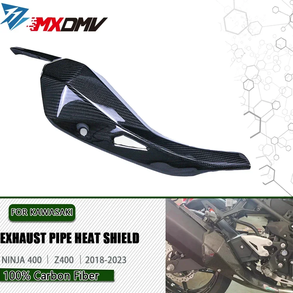 3k carbon fibre Motorcycle Exhaust Pipe Heat Shield Anti-Scalding Cover Guard Protection For Kawasaki Ninja 400 Z400 2018-2023