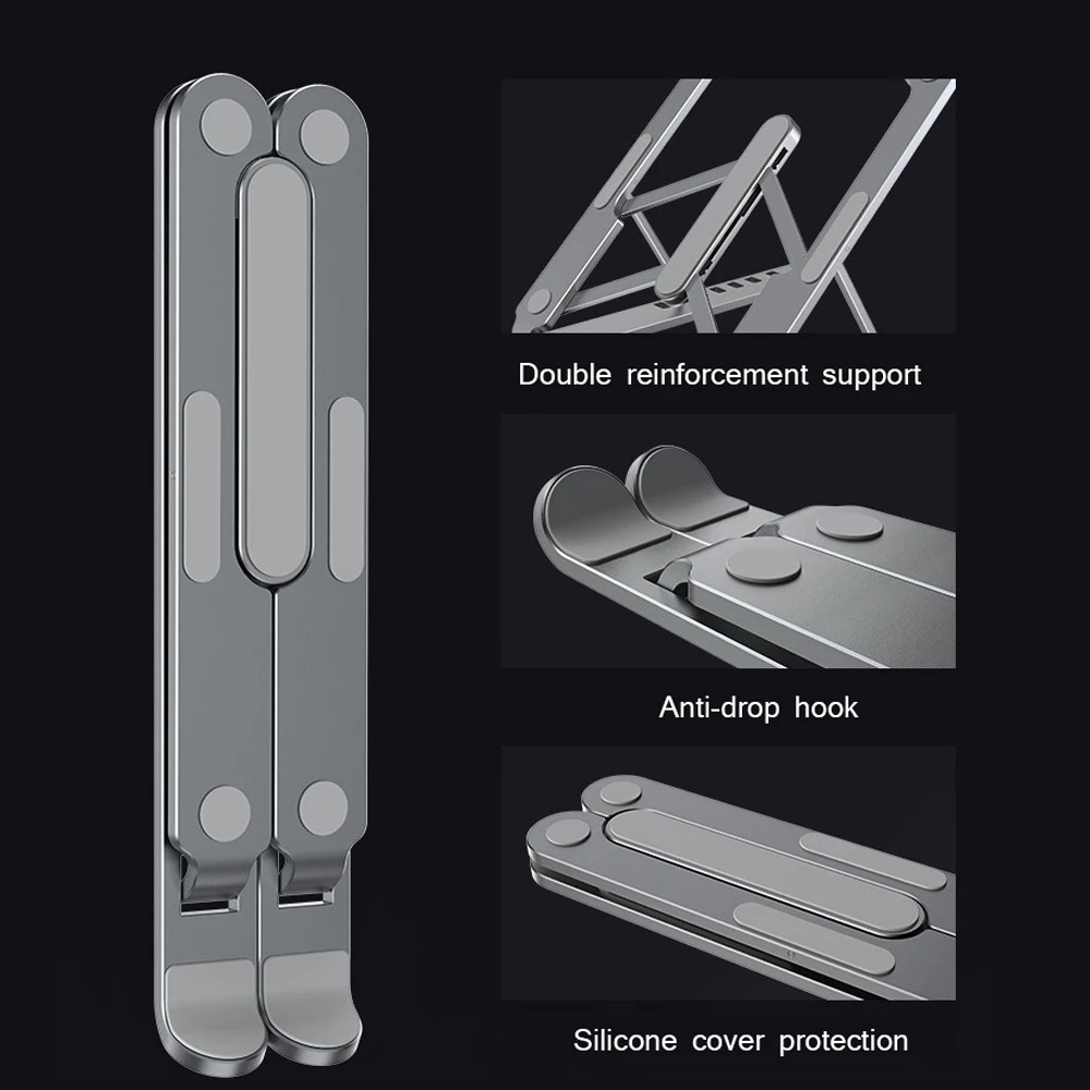 노트북 스탠드, 조정 가능한 알루미늄 합금 노트북 스탠드, 노트북 액세서리와 호환 가능, 맥북 냉각 휴대용 노트북 홀더