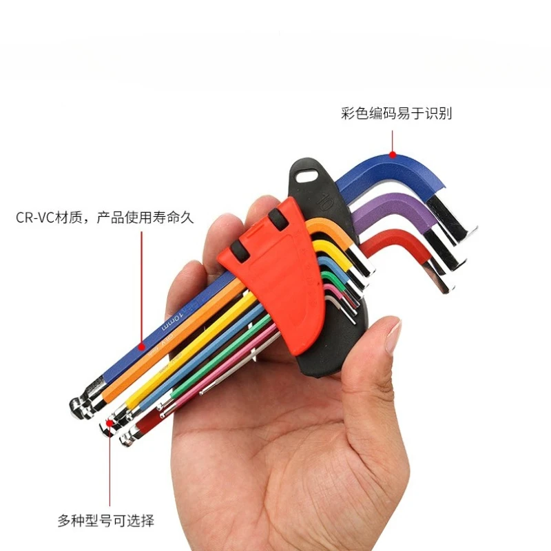 9 قطعة مفتاح ألين مجموعة L وجع عدة ل ألين المسمار 9 قطعة الذراع الطويلة عرافة مفتاح مجموعة أدوات يدوية لإصلاح الدراجة