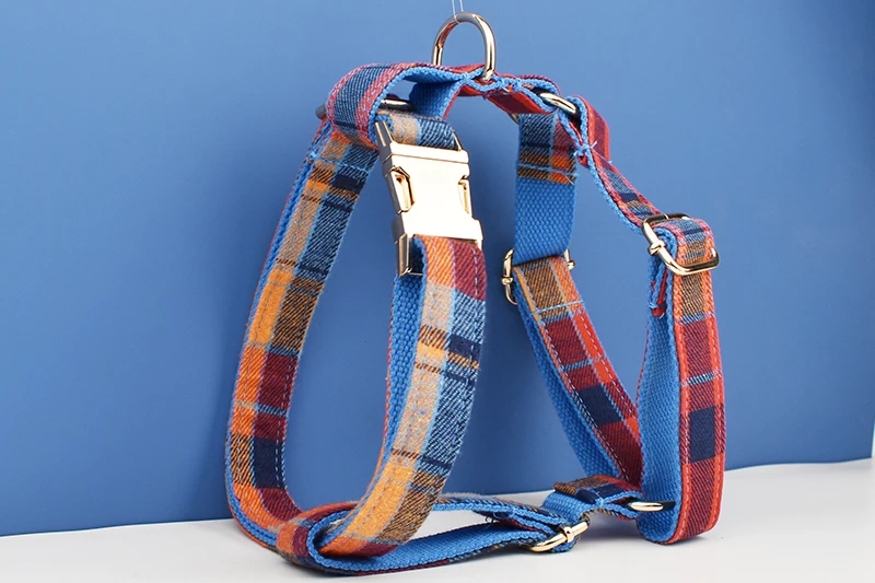 Neu eingetroffen: Personalisiertes Designer-Logo, graues Gitter auf weichem Baumwoll-Hundehalsband, Leinen, Geschirr, Kotbeutelhalter, Schleifen-Set Grid11 – Detail 6