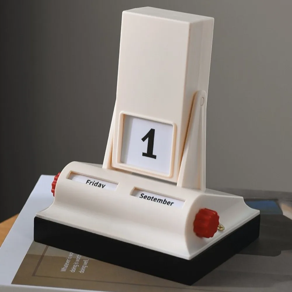 

Creative Light Luxury Flip Calendar Retro Nordic Desk Calendar Beige Decorative Perpetual Calendar Hotel