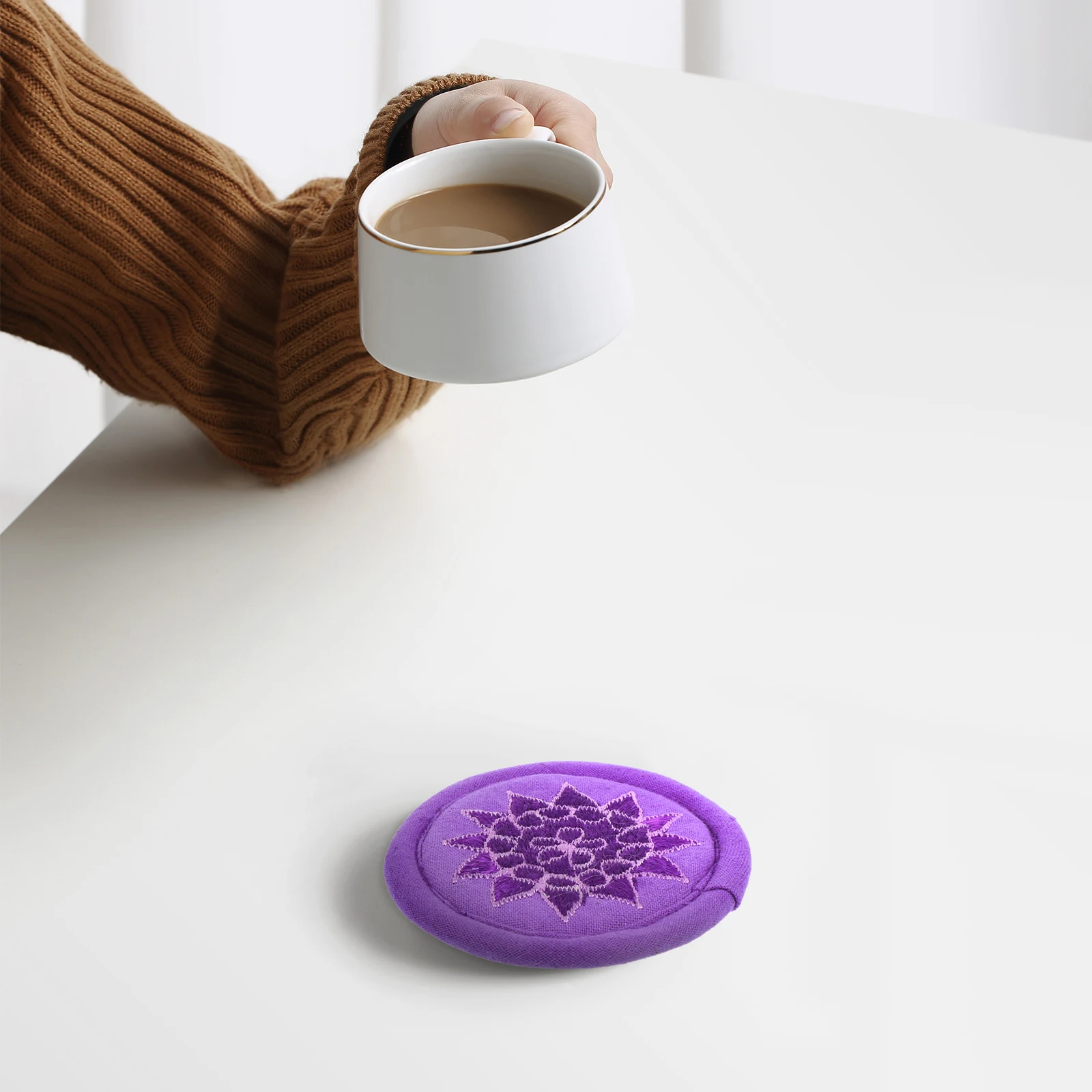 

Handmade Embroidery Tea Pot Cushion Singing Bowl Mat Cotton Cloth Meditation Music Therapy Bowl Pad Healing Accessory