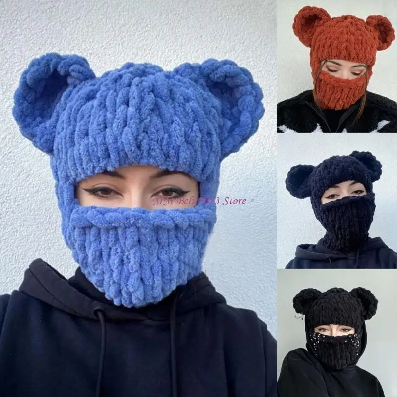 49me halloween balaclava urso orelha chapéu cachecol urso orelha balaclava masquerade festa halloween chapéu engraçado com