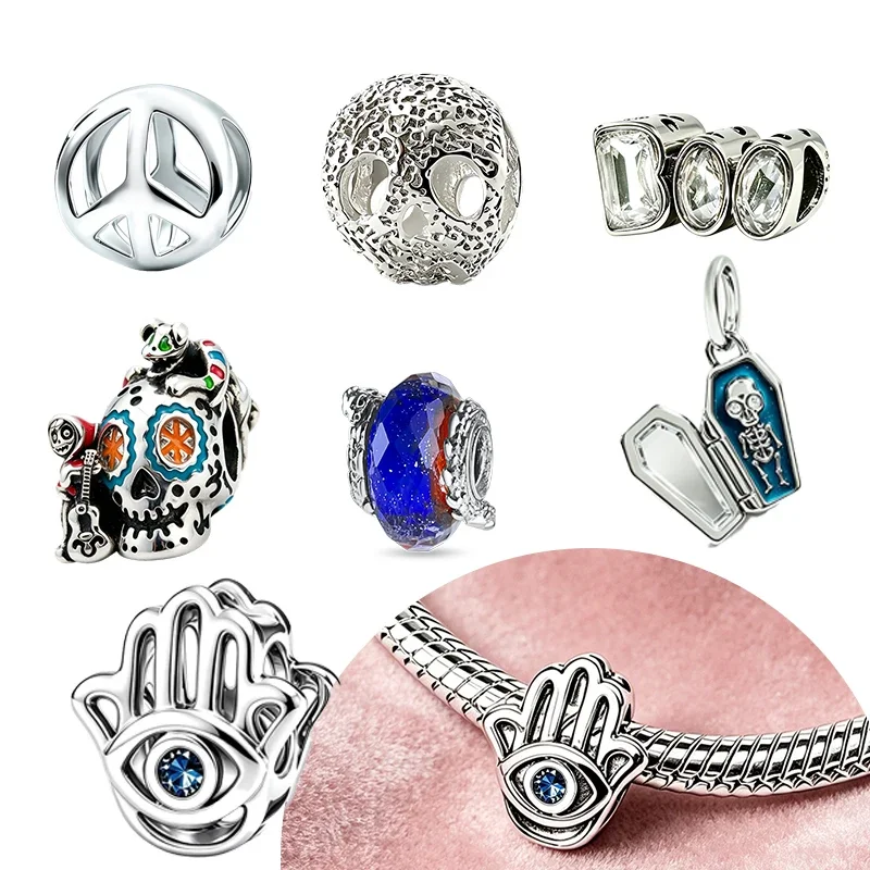 925 Sterling Silver Peace Charms Beads Fit Original Bracelets Bag Keychain Earring Charms Beads Pendant Diy Women Jewelry Gift