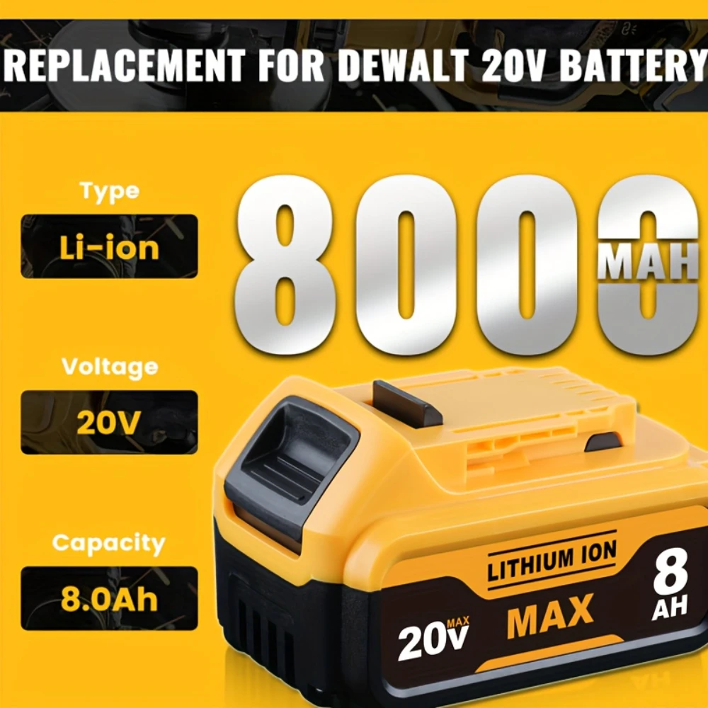 

For Original DEWALT battery, 20V, 8AH, rechargeable lithium ion battery, DEWALT, DCB115, , fast charging, DEWALT tool battery