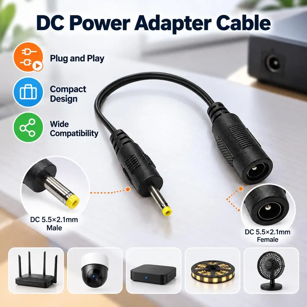 DC Power Adapter Cable 5.5x2.1mm Female To Multi Male 5.5x2.5 3.5x1.35 4.0x1.7mm Extension Converter Wire For Electronics