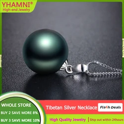 With Silver Credentials Elegant 10mm Black Pearl Pendant With Real 925 Sterling Silver Chain Necklace Women Wedding Jewelry Gift