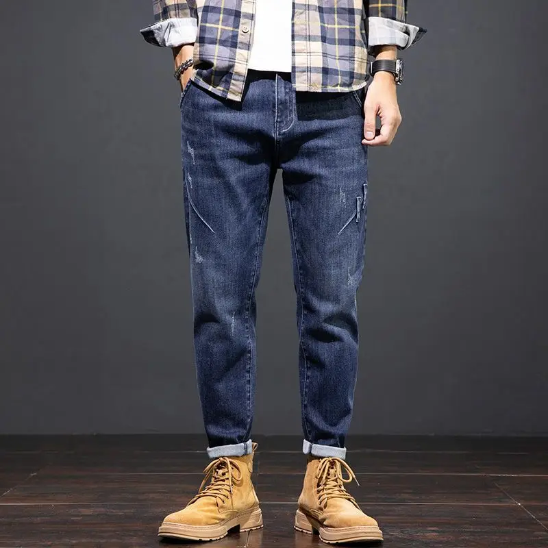 2023 Spring New Fashion Retro Jeans Men Loose Korean Version Comfortable Casual Trousers Boutique Clothing Simple Style