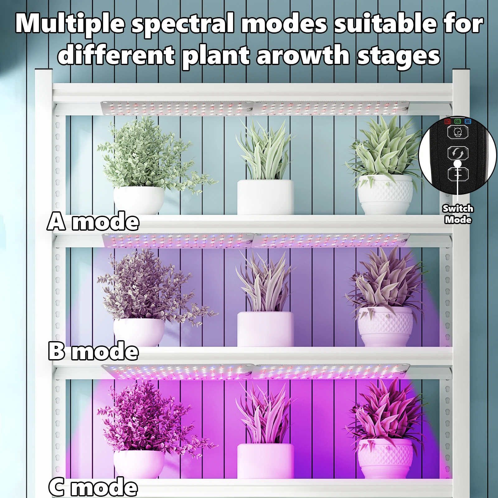 ألواح إضاءة كاملة النمو ، 3 أوضاع ، مؤقت عاكس 10 مستويات ، 128 ليد ، تحت الخزانة ، مصباح زراعة النباتات للنباتات الداخلية ، 10 واط ، 20 واط #4