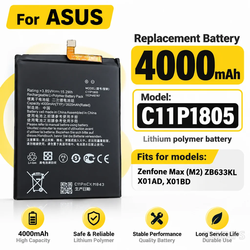 C11P1805 4000mAh Replacement Battery For Asus ZenFone Max M2 ZB633KL / ZE620KL Built-in Mobile Phone Battery Repair Part