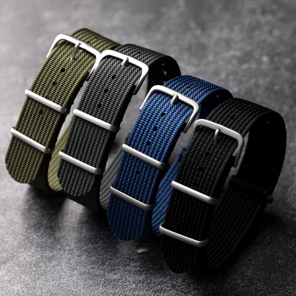 Braided Nylon Strap 20MM 22MM Black Green Grey Blue Slightly Elasticated Soft Breathable Wear-Rresistant G10 Adapte Soldier