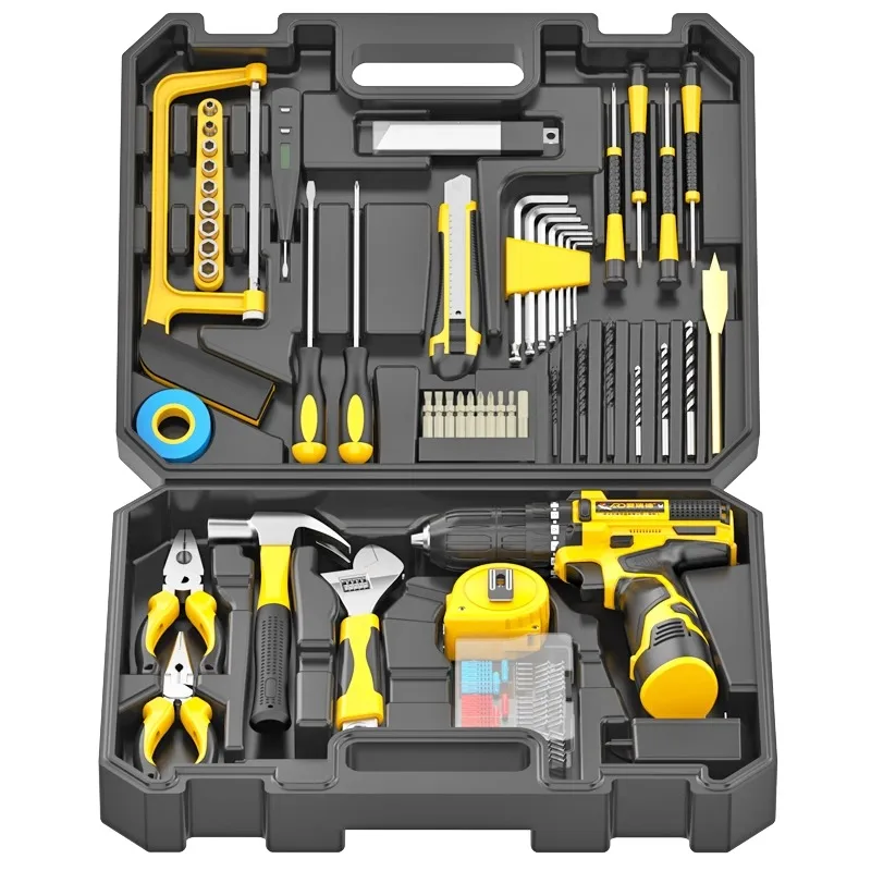 

Toolbox Set Lithium Battery Hand Drill Household Hardware Tools Electric Screwdriver Multifunctional