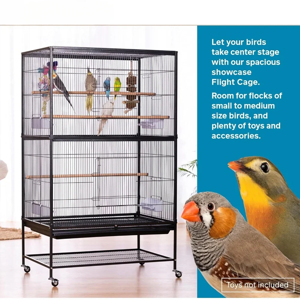 31-Inch By 20-1/2-Inch By 53-Inch Loros Wrought Iron Flight Cage With Stand F040 Black Bird Cage Toys for Parrots Hogar-y-garden