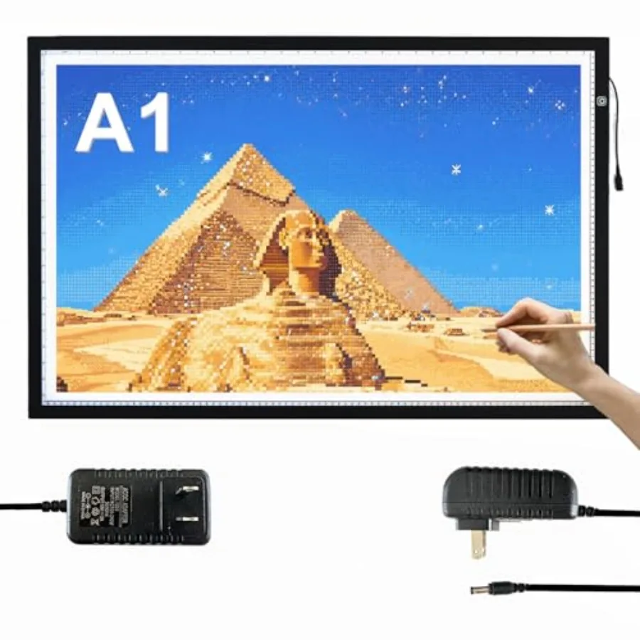 

A1 34.6in X 23.6in Extra Large Tracing LED Light Pad Kits for Diamond Art Sketching Painting - 5 Levles Adjustable Brightness S