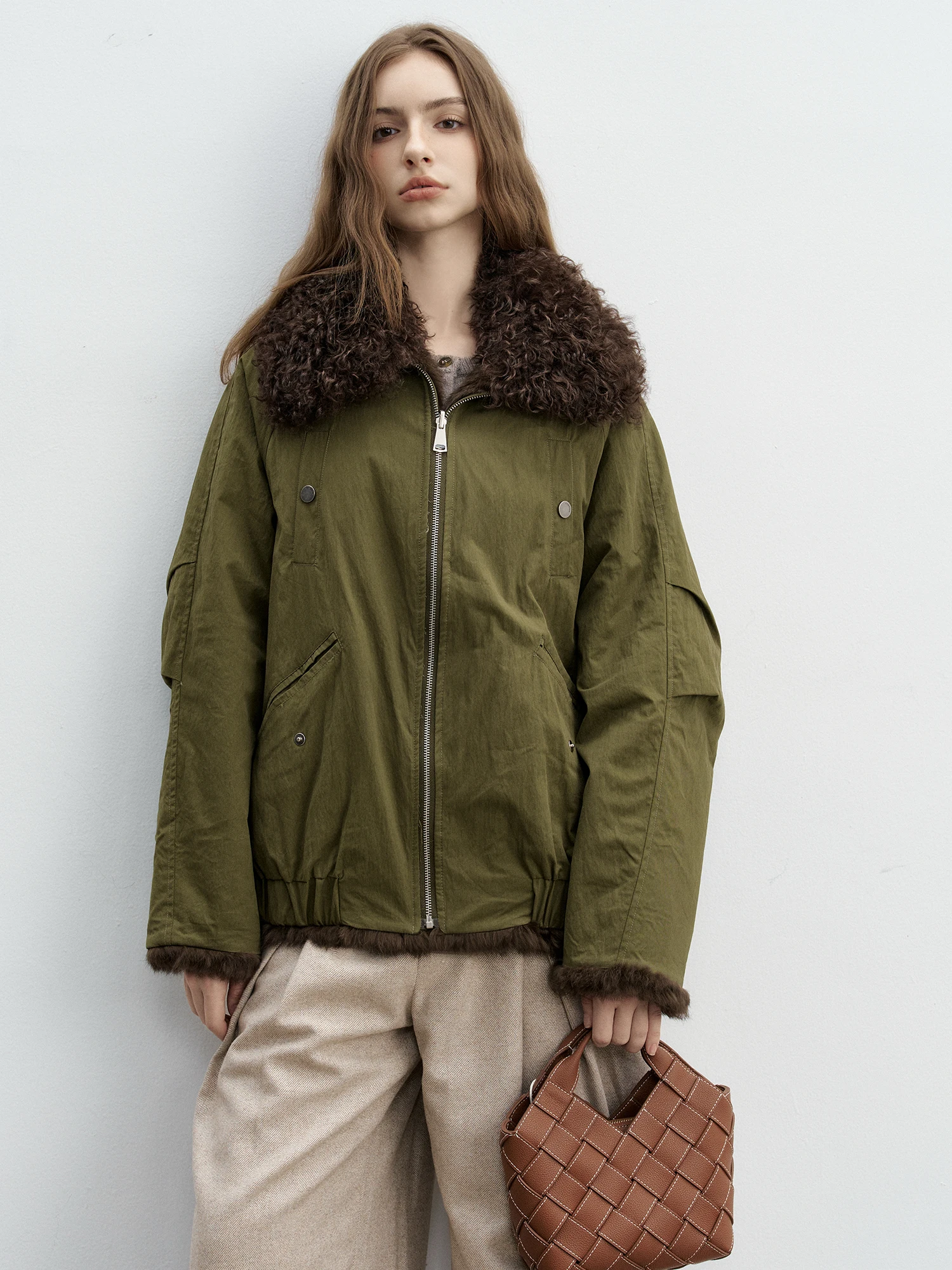 

ManMona Rabbit Fur Lined ort Coat Women's Cotton Outer Rabbit Fur Inner Young Looking Korean Sle Commute Friendly