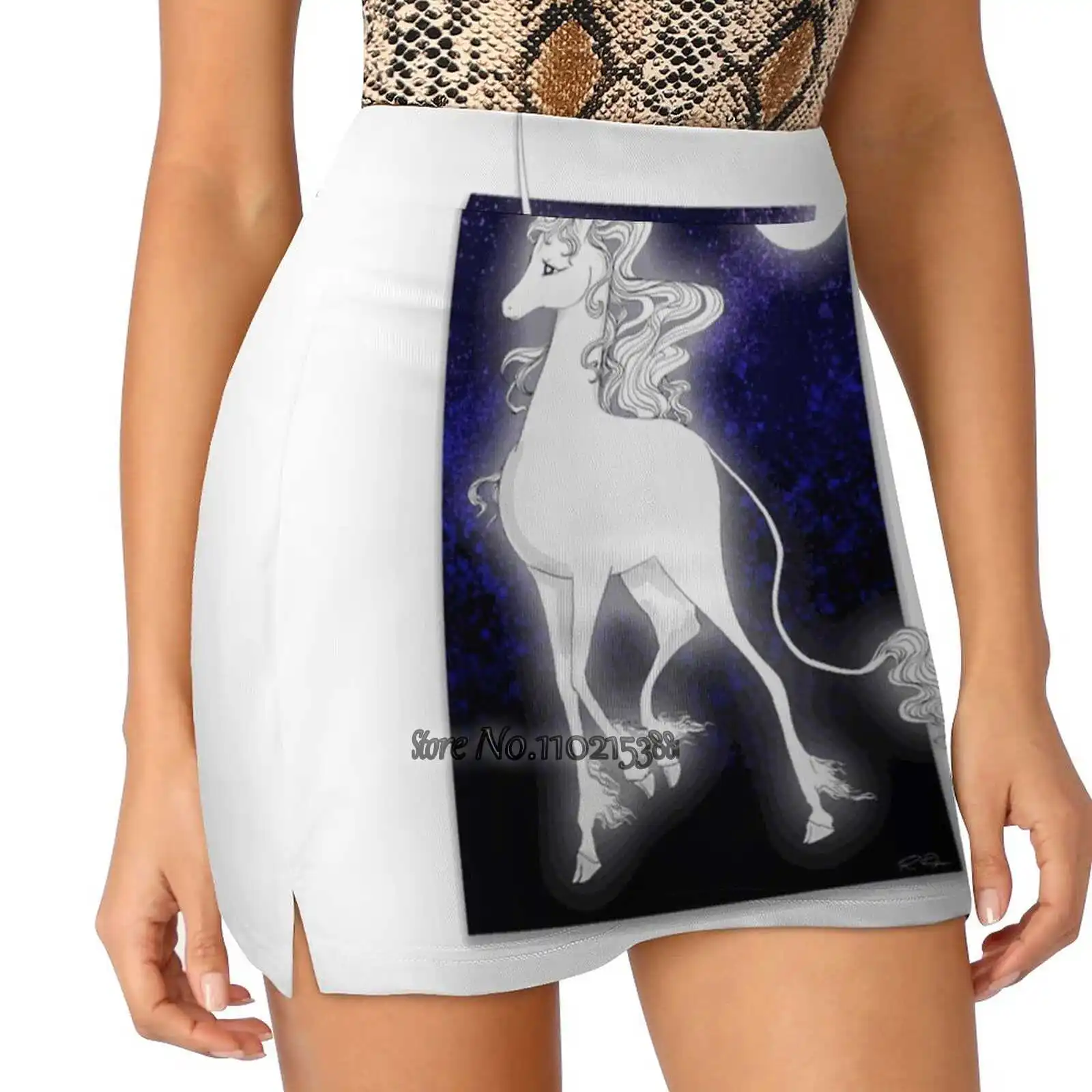 The Last Unicorn - Starry Night Women Mini Skirt Two Layers With Pocket Skirts Sport Fitness Running Skorts The Last Unicorn