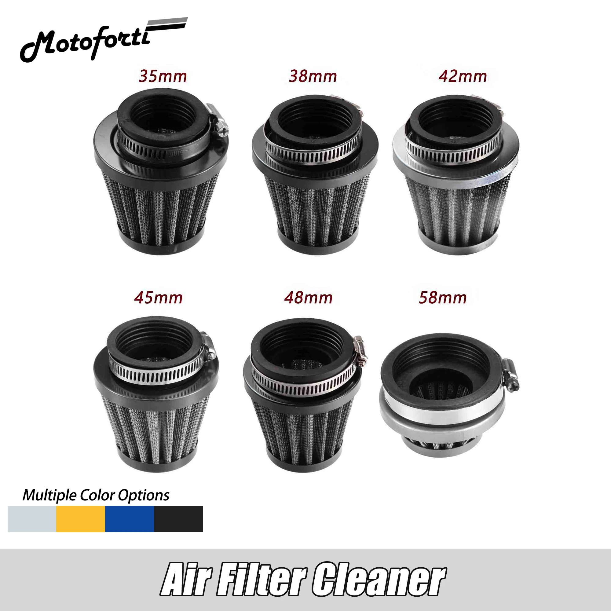 Motoforti 35mm 38mm 42mm 45mm 48mm 58mm Motorcycle Air Filter Cleaner Round Mushroom Head Filters Intake Pipe Modified