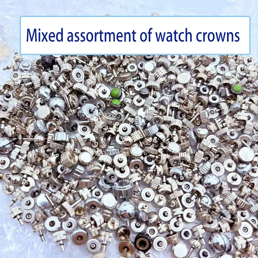 Watch Accessories, Steel Crowns, Various Sizes, Mixed Quartz, Mechanical Crowns, About 50 Pieces