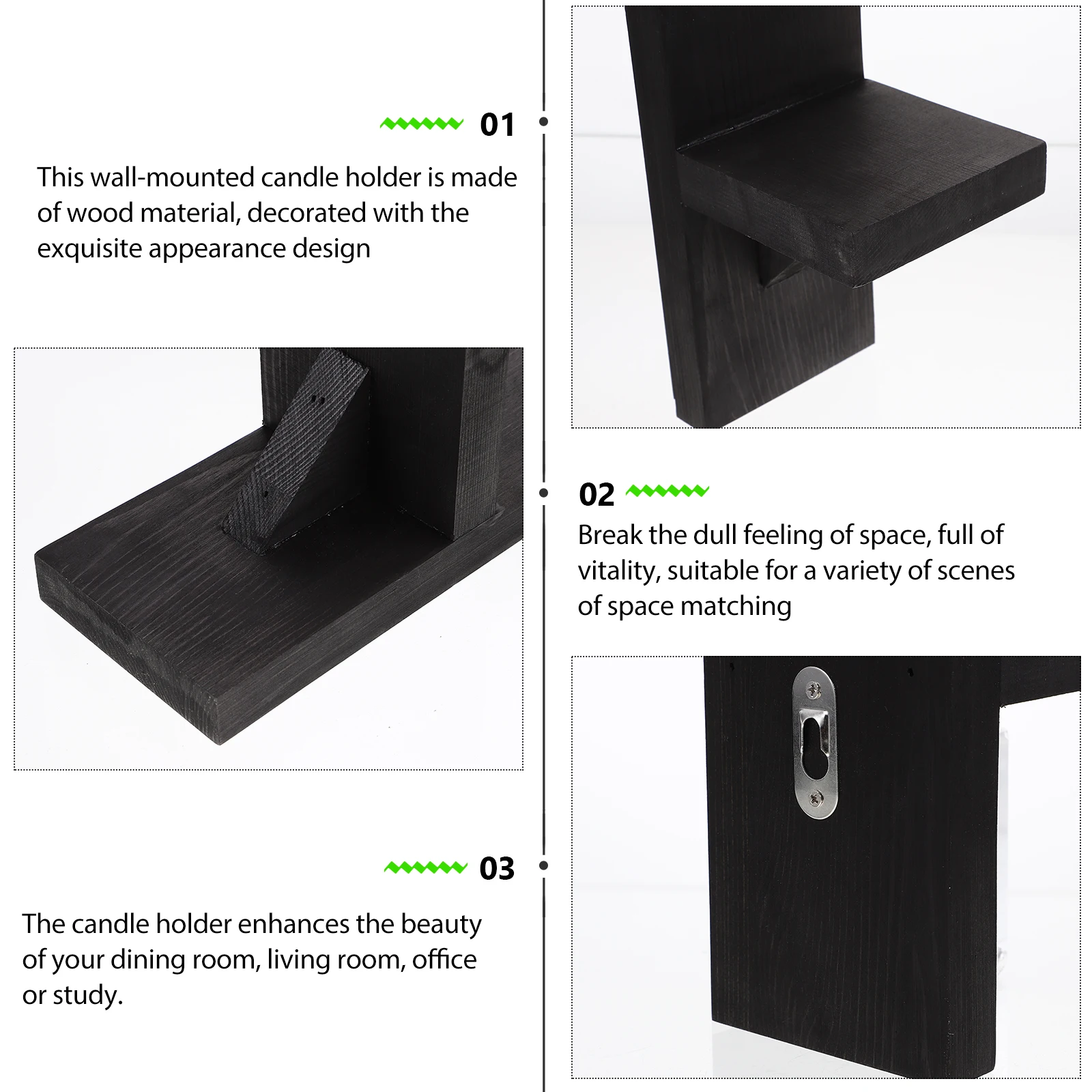 2 pezzi supporto da parete rustico nero applique da fattoria in legno regolabile decorazioni per la casa tealight votivo matrimonio