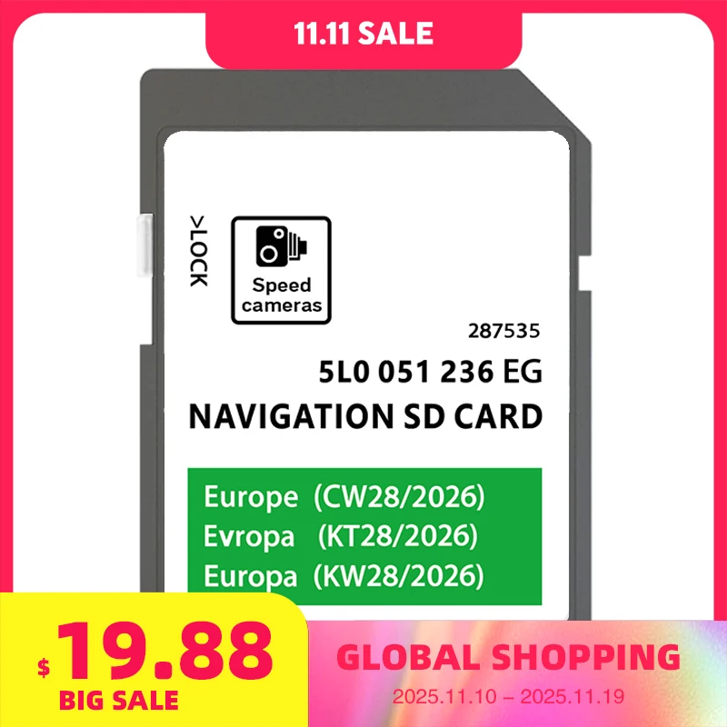 

for Skoda Octavia Superb Fabia Yeti Kodiaq Amundsen 2 SAT NAV SD Card 32GB Europe UK 2026 5L0051236EG Navigation Maps