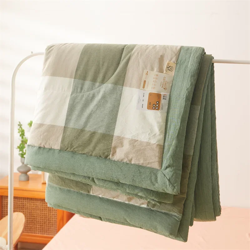 New Unprinted Washed Cotton  Summer Air-conditioning Quilt Coolness Ice Cold Air Condition Thin Blanket Klimasteppdecke 에어컨 퀼트