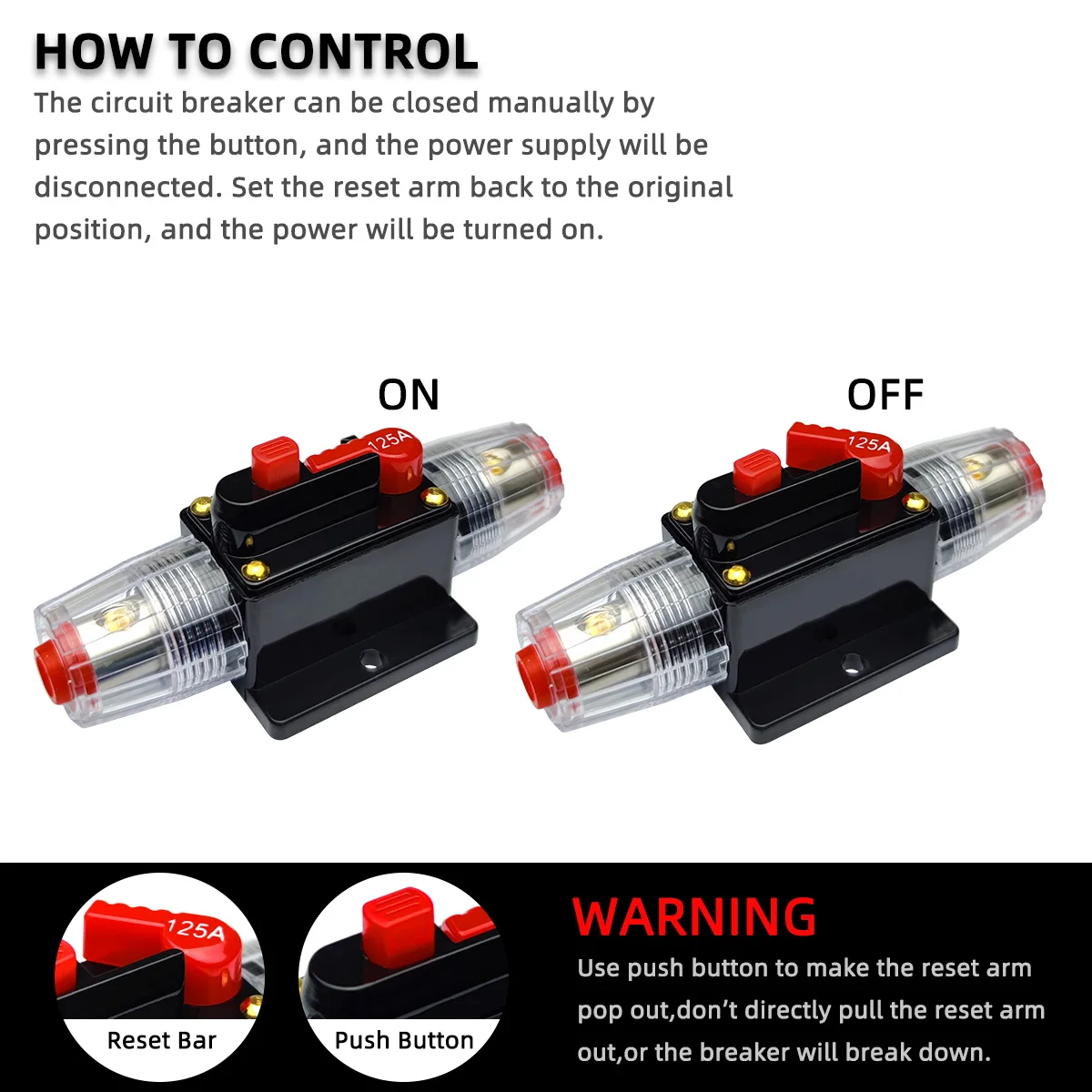 20A to 300A 12V-48V Circuit Breaker Power Protect Fuse Trolling with Manual Reset Waterproof Car Boat Manual 30A 80A 100A 300A