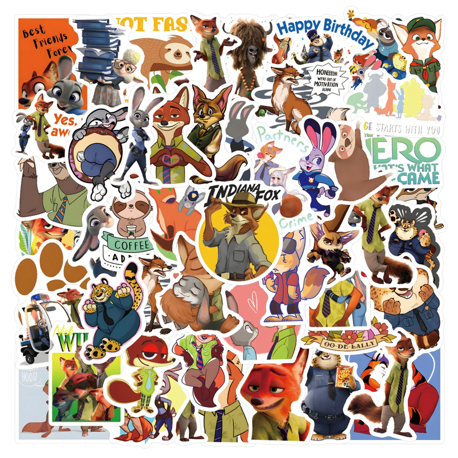 60pcs/Set Cute Zootopia Stickers Cartoon Laptop Luggage Scrapbook Diary Graffiti Sticker Toy