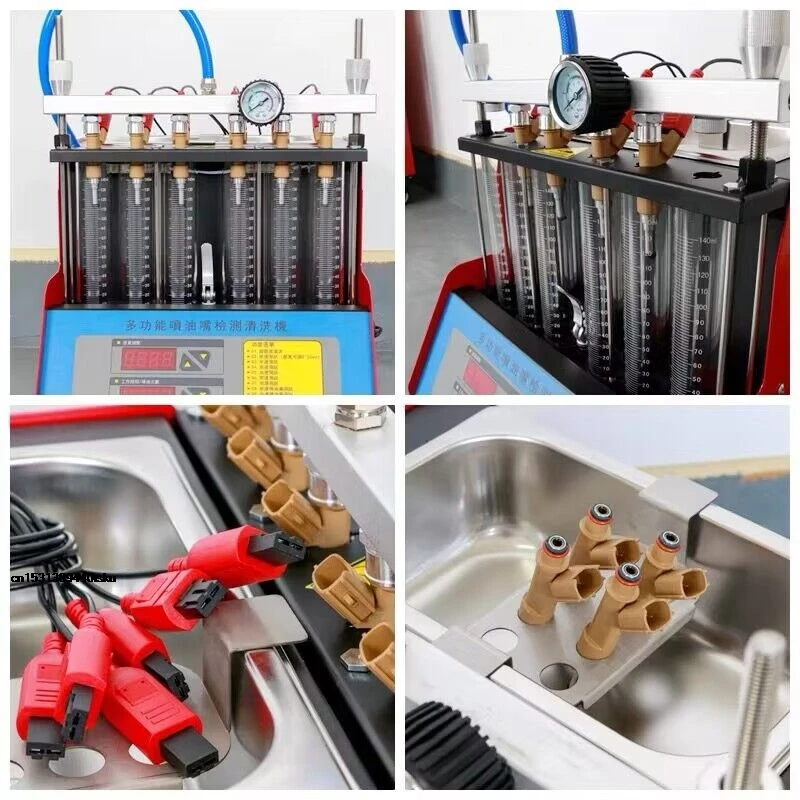 6 Cylinder Ultrasonic Fuel Injector Cleaner Automotive Detector Cleaning Machine Maintenance Tool