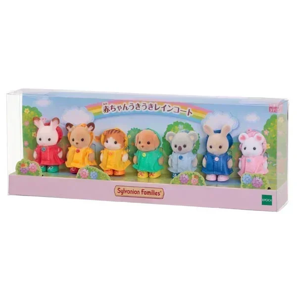 Kawaii Sylvanian Families Anime Figure A Set Baby Raincoat Easter Fruit Cute Desktop Decoration Birthday Toys Gifts For Children