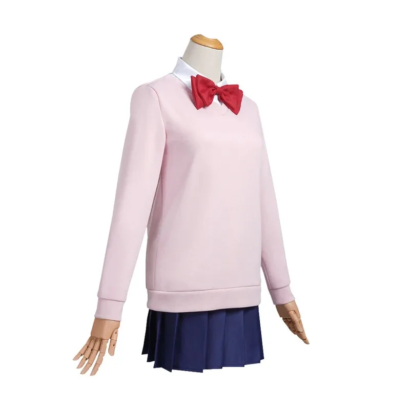 أزياء CyAnime Dandadan Momo Ayase التأثيرية شعر مستعار وردي سترة تنورة مومو Ayase أزياء الهالوين للفتيات والنساء والكبار