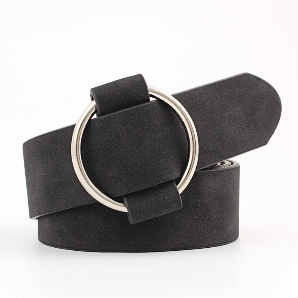 Fashion 3x103cm Women Belt Round Buckle Design Needleless Round Buckle Belt Adjustable Soft Fashion Belt for Daily Wear