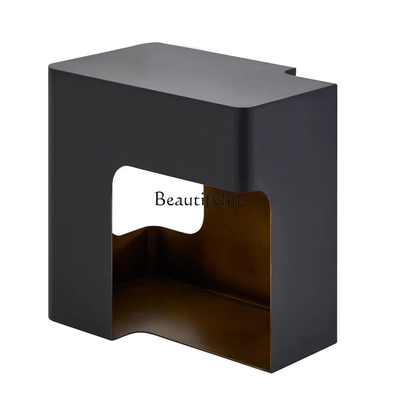 

Italian minimalist wrought iron corner table light luxury high extreme simple bedside table small apartment coffee table