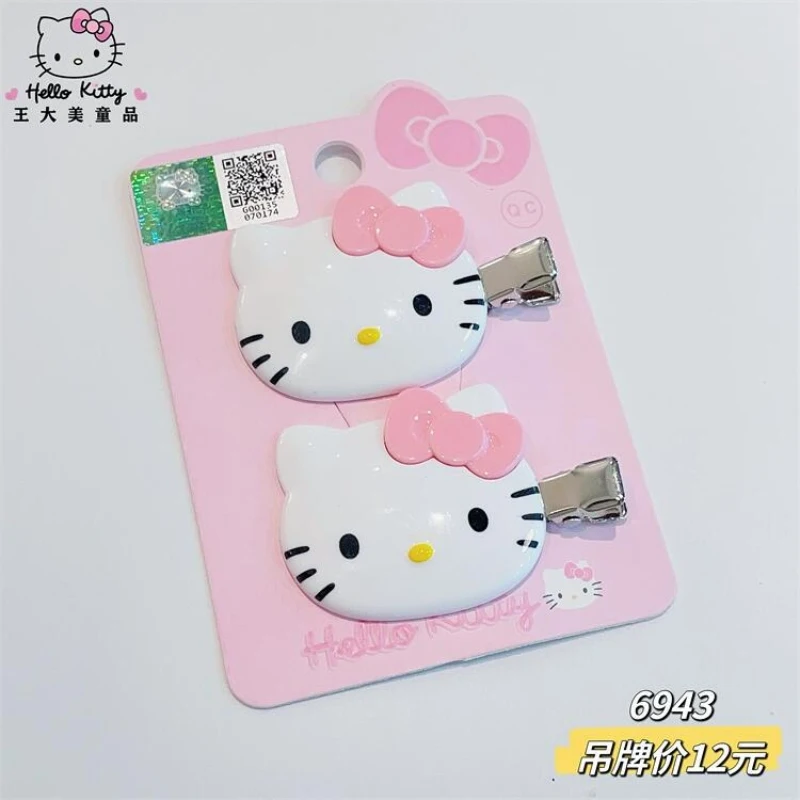 A Pair Sanrio Hello Kitty Hairpin Girl Hair Clips Ornaments Anime Cartoon Headdress Soft Cute Design Hair Accessories Cute Gift