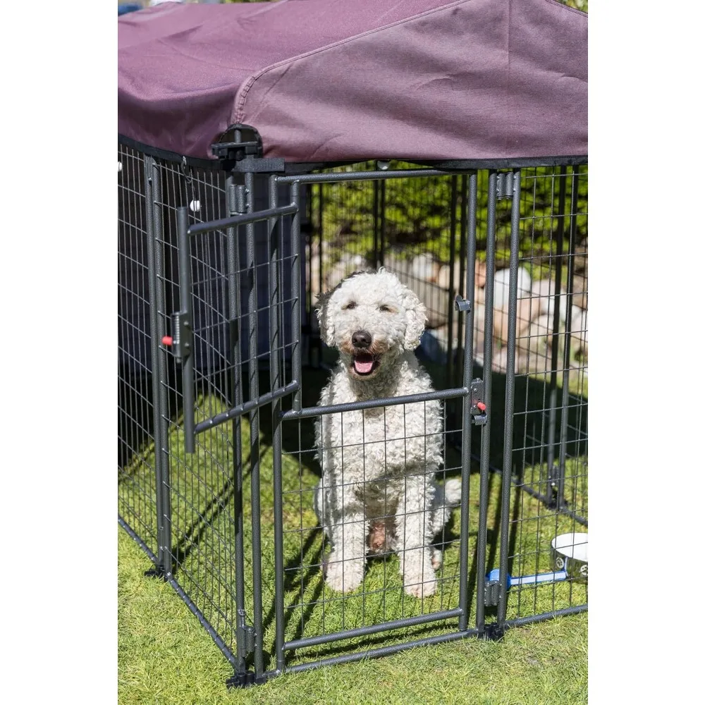 TRIXIE Deluxe Outdoor Dog Kennel with Cover, Portable and Expandable, Heavy Duty, Kennel System, Lockable, Foldable