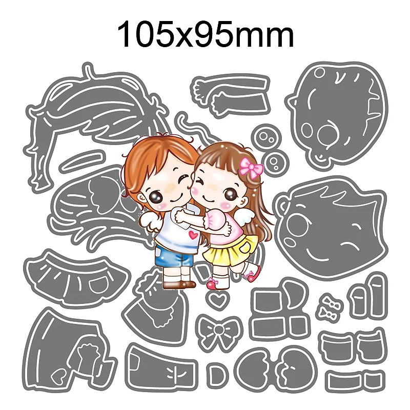 2023 New Arrival Boy and Girl Good Friends Metal Cutting Dies Stencils Handicrafts for Scrapbooking Album Making Paper Card