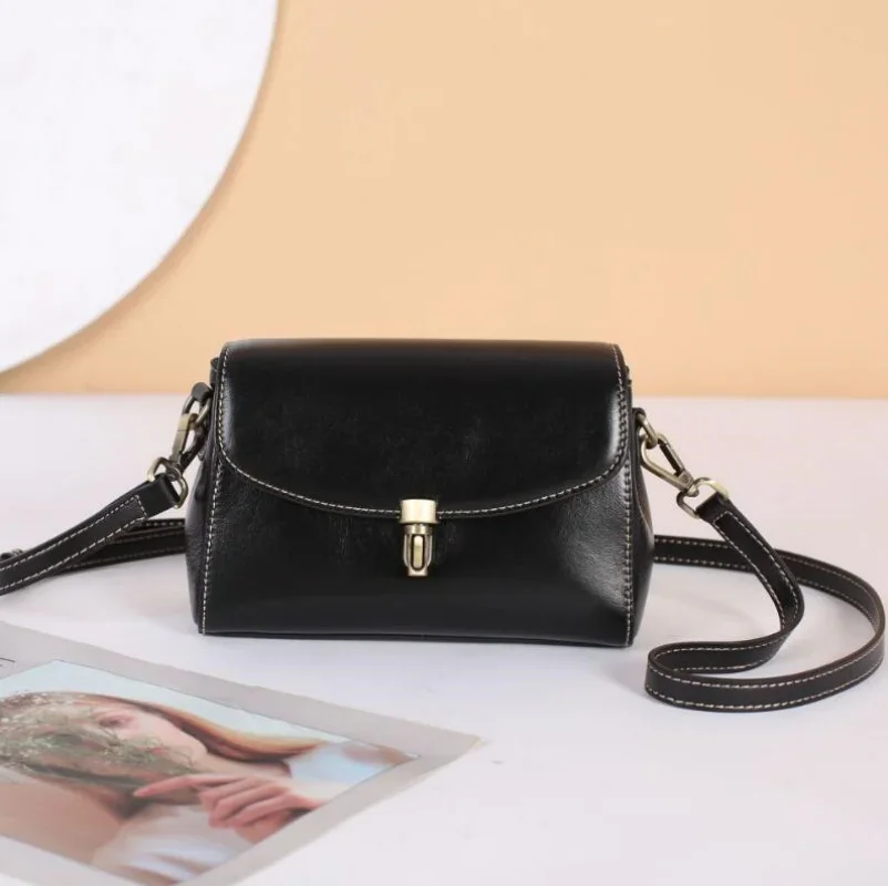 2024 New Popular Small Shoulder Bag Lady Versatile Casual Square Bag Top Layer Cow Leather Crossbody Handbag for Women