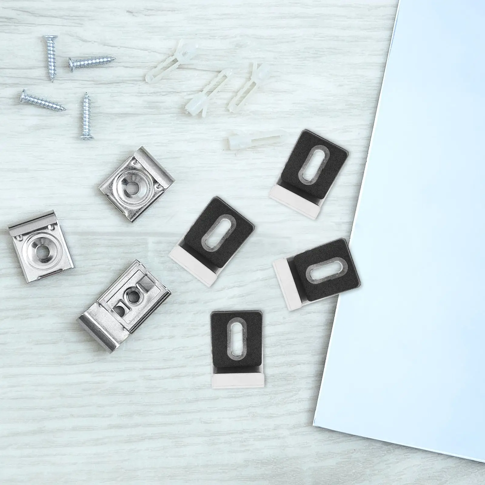 4 Pcs Stainless Steel 304 Mirror Clips for Wall Mounting Glass Retainer Clips Set of 4 Thin Brackets Hardware Accessories