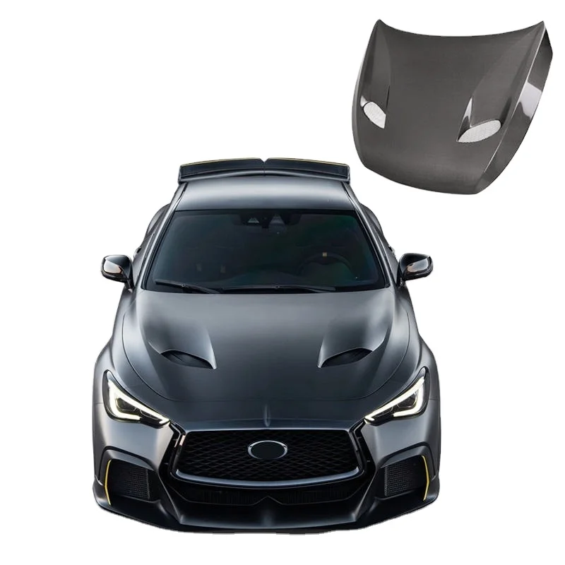 

Углеродный капот MRD Q60 V3 для Infiniti Q60 2016-2020, крышка двигателя, автомобильный капот из настоящего углеродного волокна, крышка капота