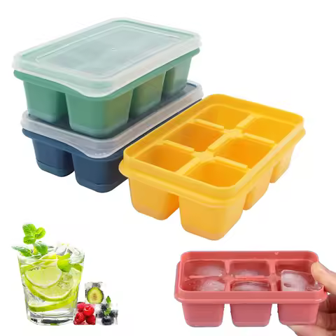 6 Cavity Mini Ice Cube Tray Soft Bottom Easy Release Mold for Summer Kitchen Homemade Ice Cube Mold Kitchen Tools