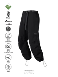 LMTWL X WHYWORKS URBAN OUTDOOR GORPCORE TECHWEAR WATERPROOF Laminating logo trousers cargo pants all black style trousers