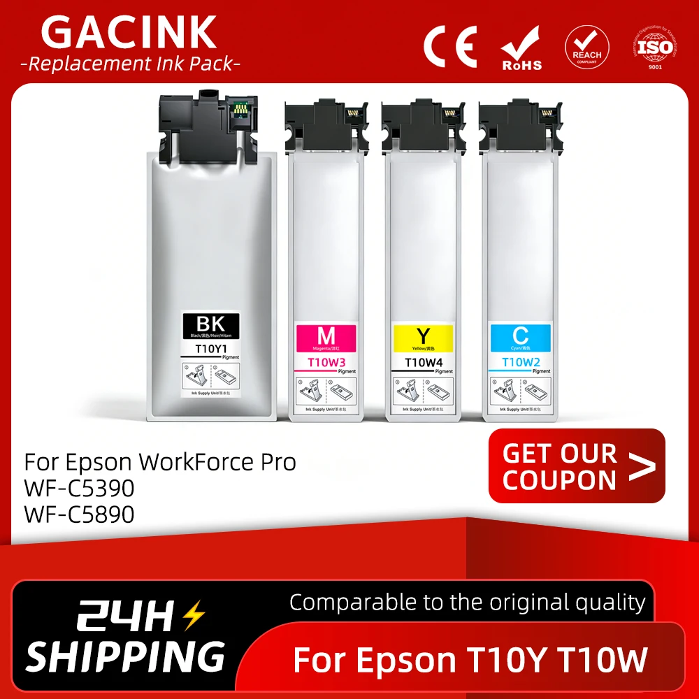 

T10Y T10W T10Y1 T10W2 T10W3 T10W4 Replacement Ink Pack For Epson WorkForce Pro WF-C5390 WF-C5890 Printer Ink Cartridge